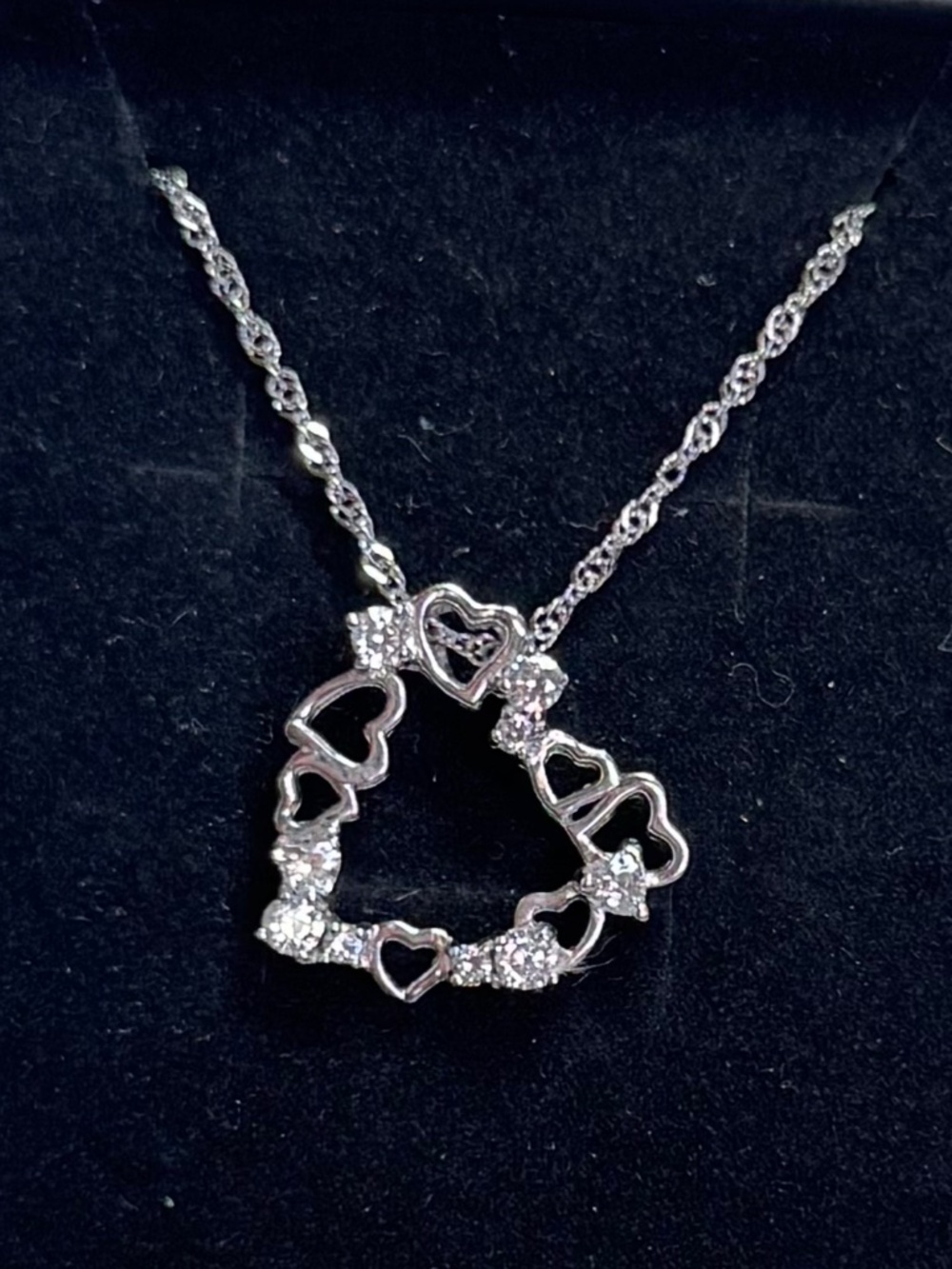 NEW Pugster S925 925 Sterling Silver Cubic Zirconia Heart Pendant 18" Necklace